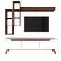 Hanah Home M16 - 804 Mueble de TV Blanco y Nogal con Estantes